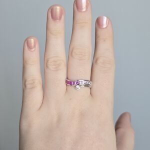 18k White Gold Pink Sapphire And Diamond Ring